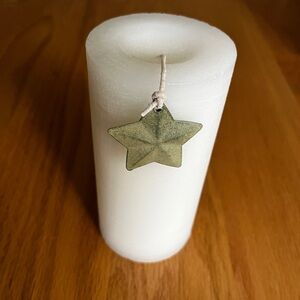Rustic Country White Pillar Candle with Star Charm